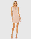 Pink Rhinestone V-Neck Mini Dress