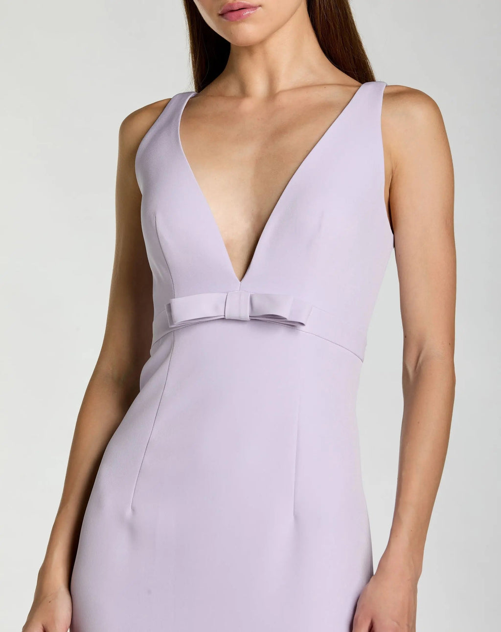 Purple Sleeveless V Neck Mermaid Gown With Bow