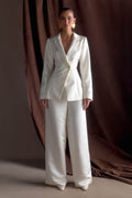Ada Satin Straight Leg Pant - Ivory