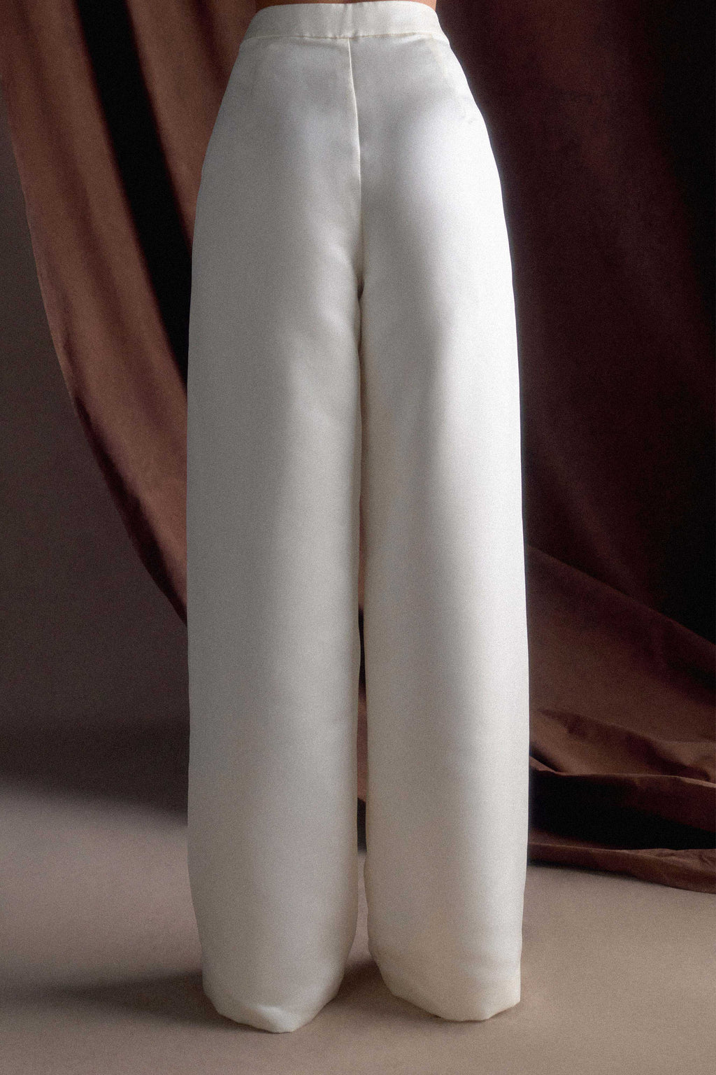 Ada Satin Straight Leg Pant - Ivory