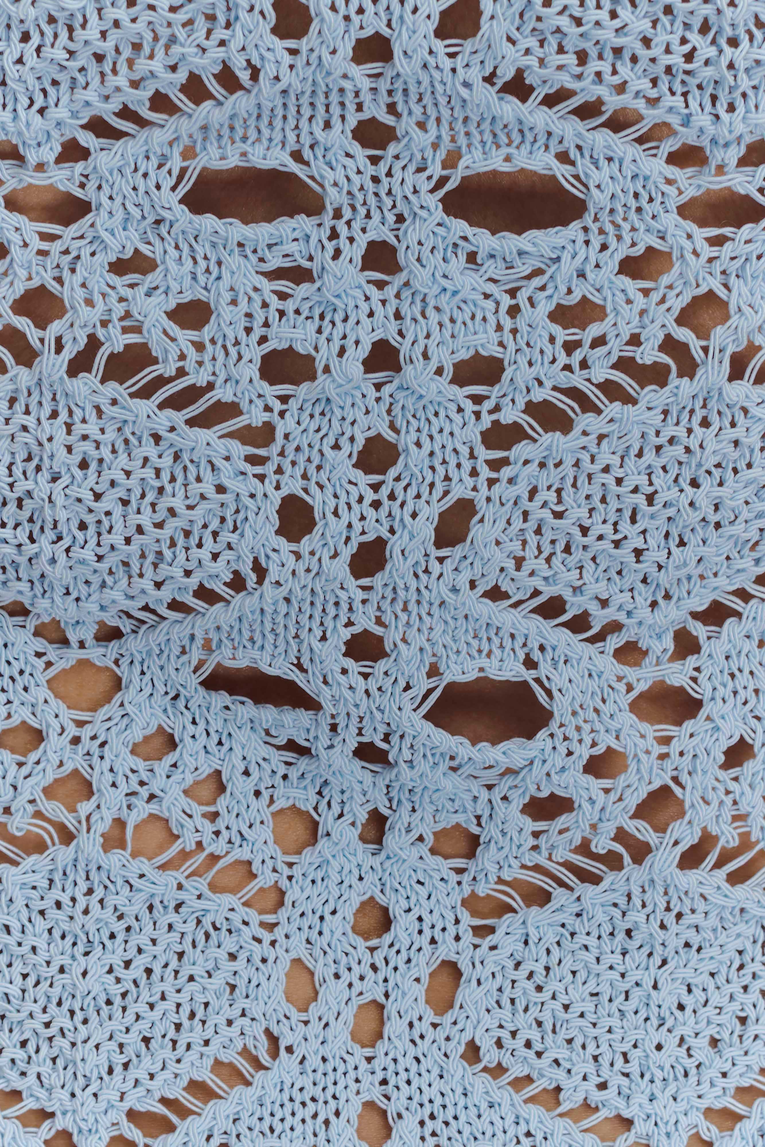 Aeline Crochet Knit Shorts - Sky Blue