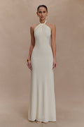 Elyna Slinky Halter Maxi Dress - Ivory