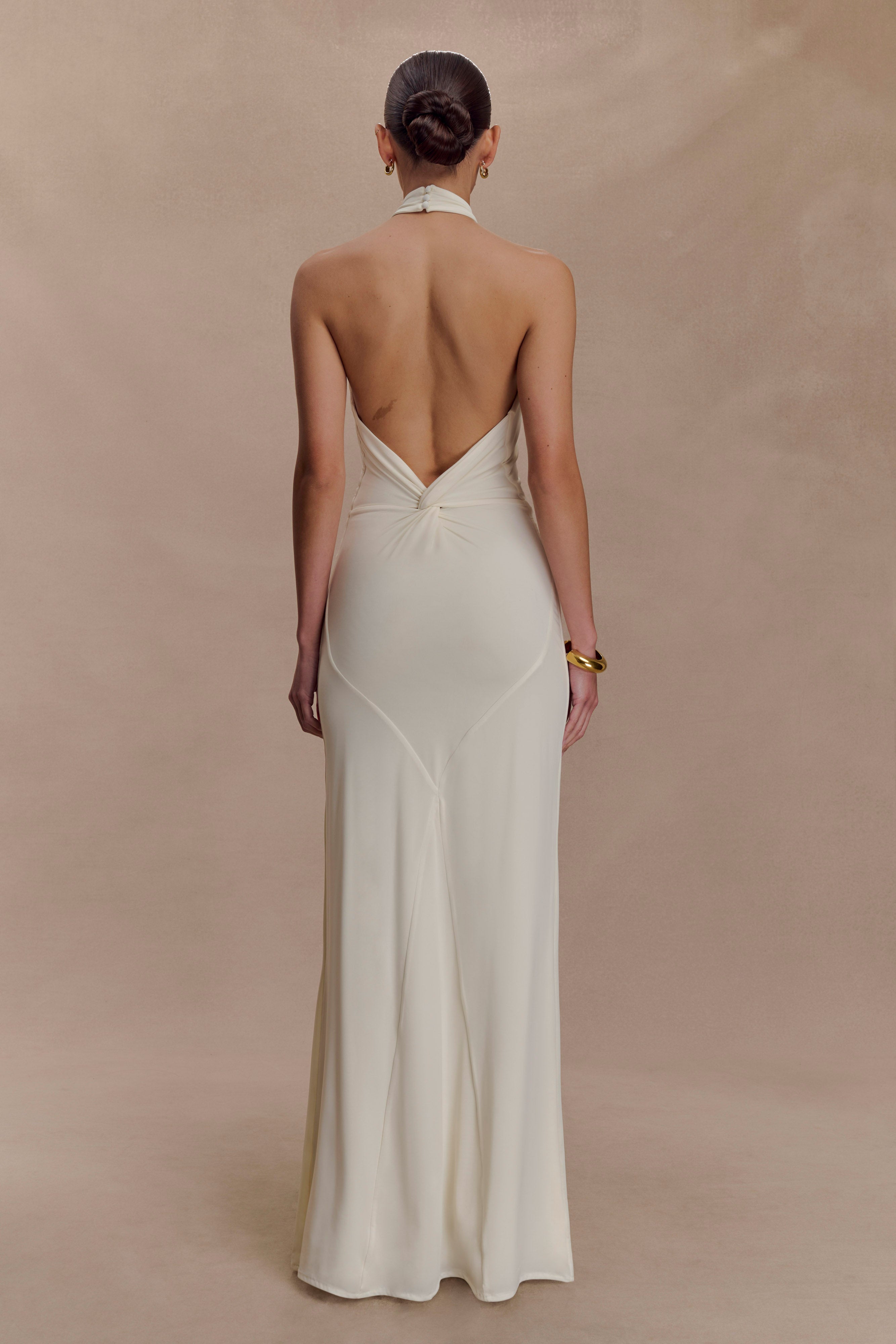 Elyna Slinky Halter Maxi Dress - Ivory