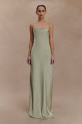Isadora Lace & Satin Maxi Dress - Sage