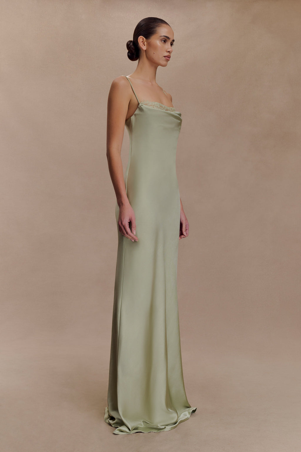 Isadora Lace & Satin Maxi Dress - Sage