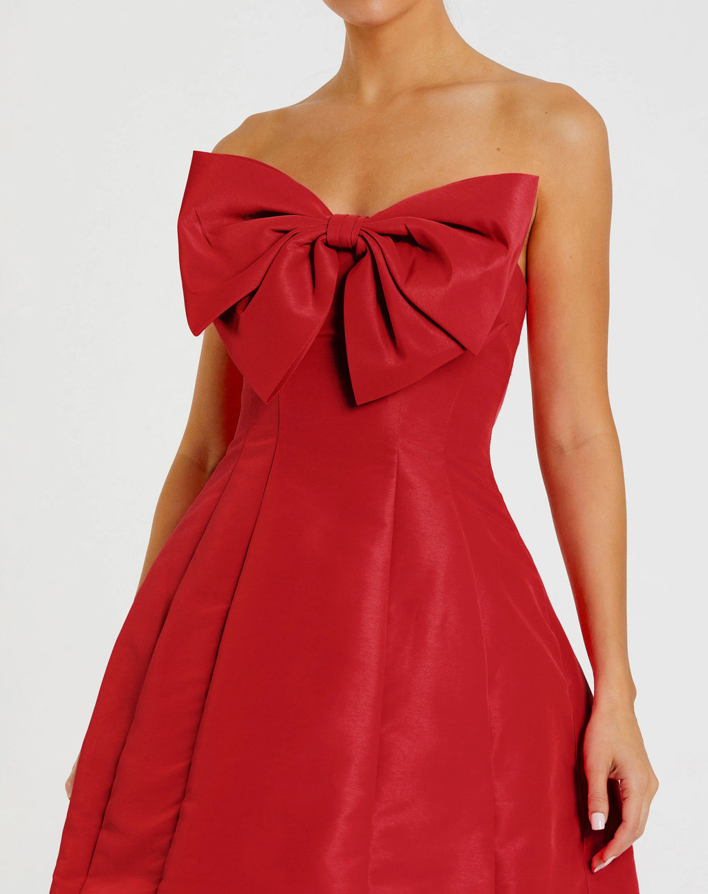 Red Strapless Oversized Bow Fit & Flare Mini Dress
