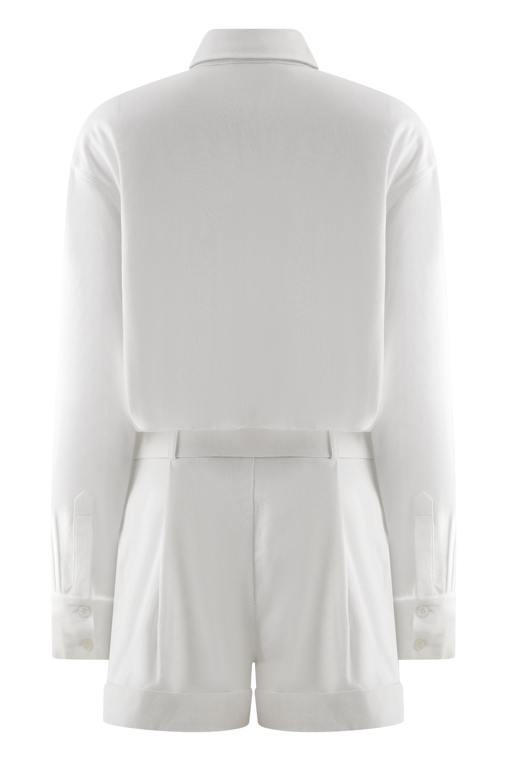 Adia Linen Belted Playsuit - White