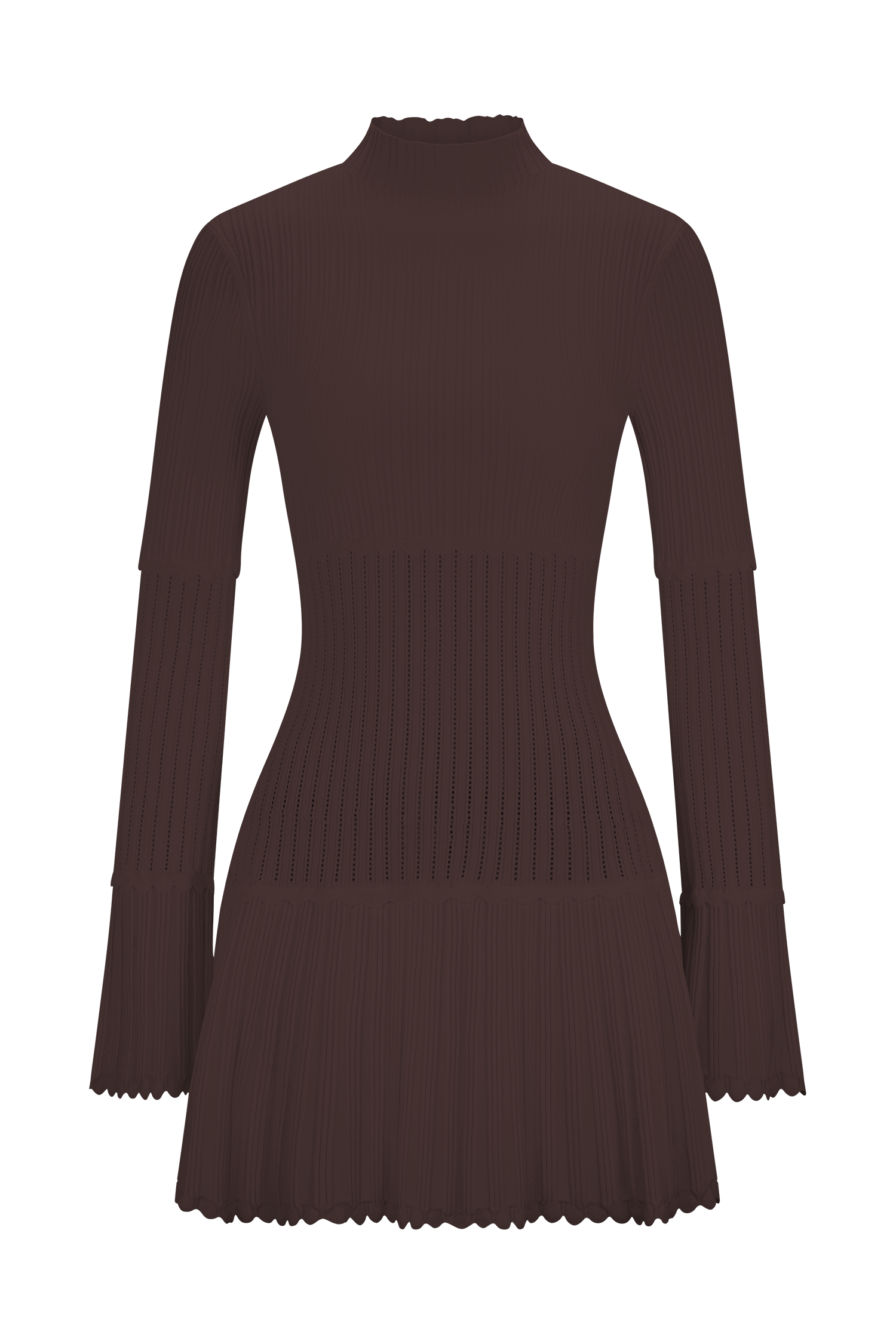Adena Pointelle Knit Mini Dress - Chocolate