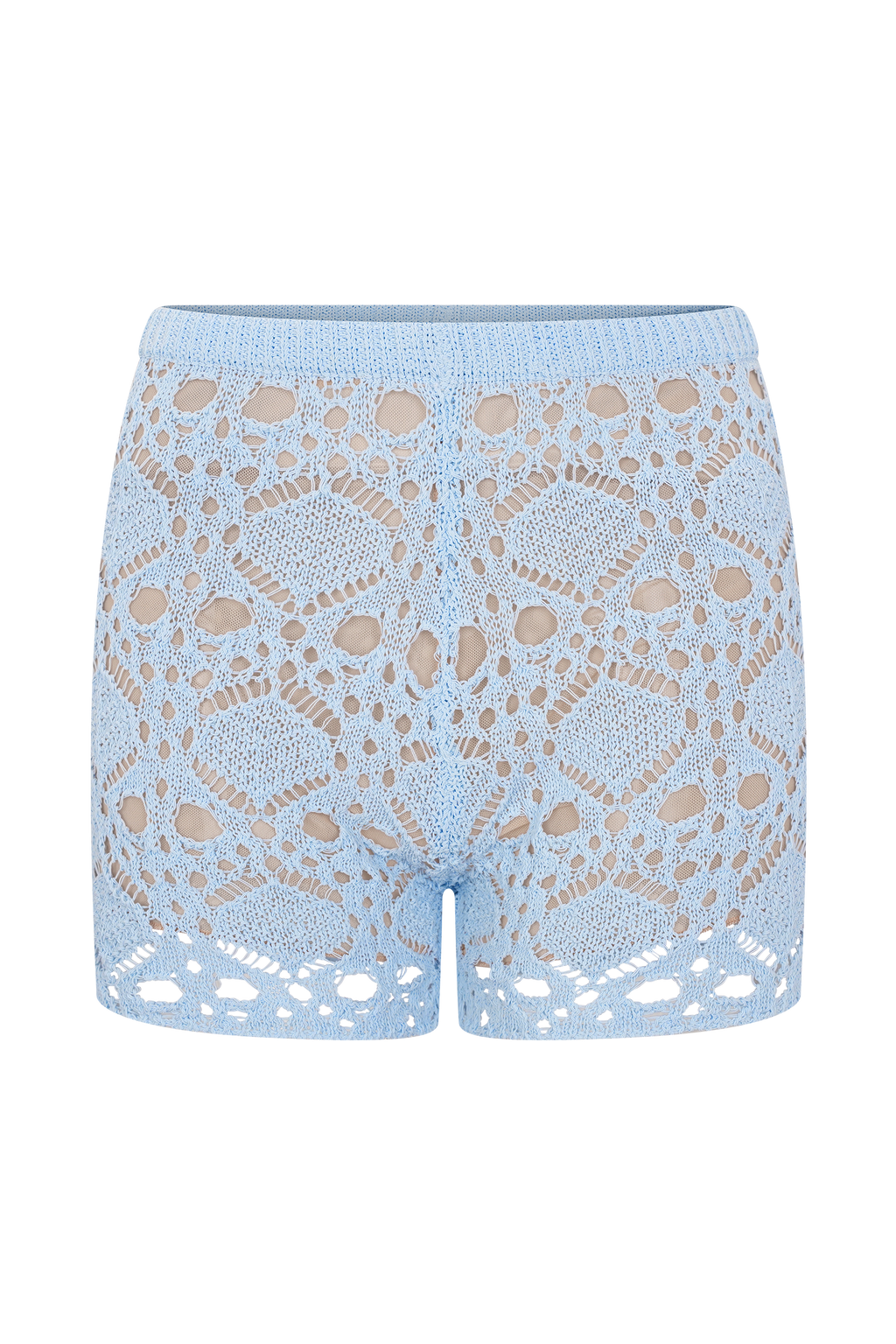 Aeline Crochet Knit Shorts - Sky Blue