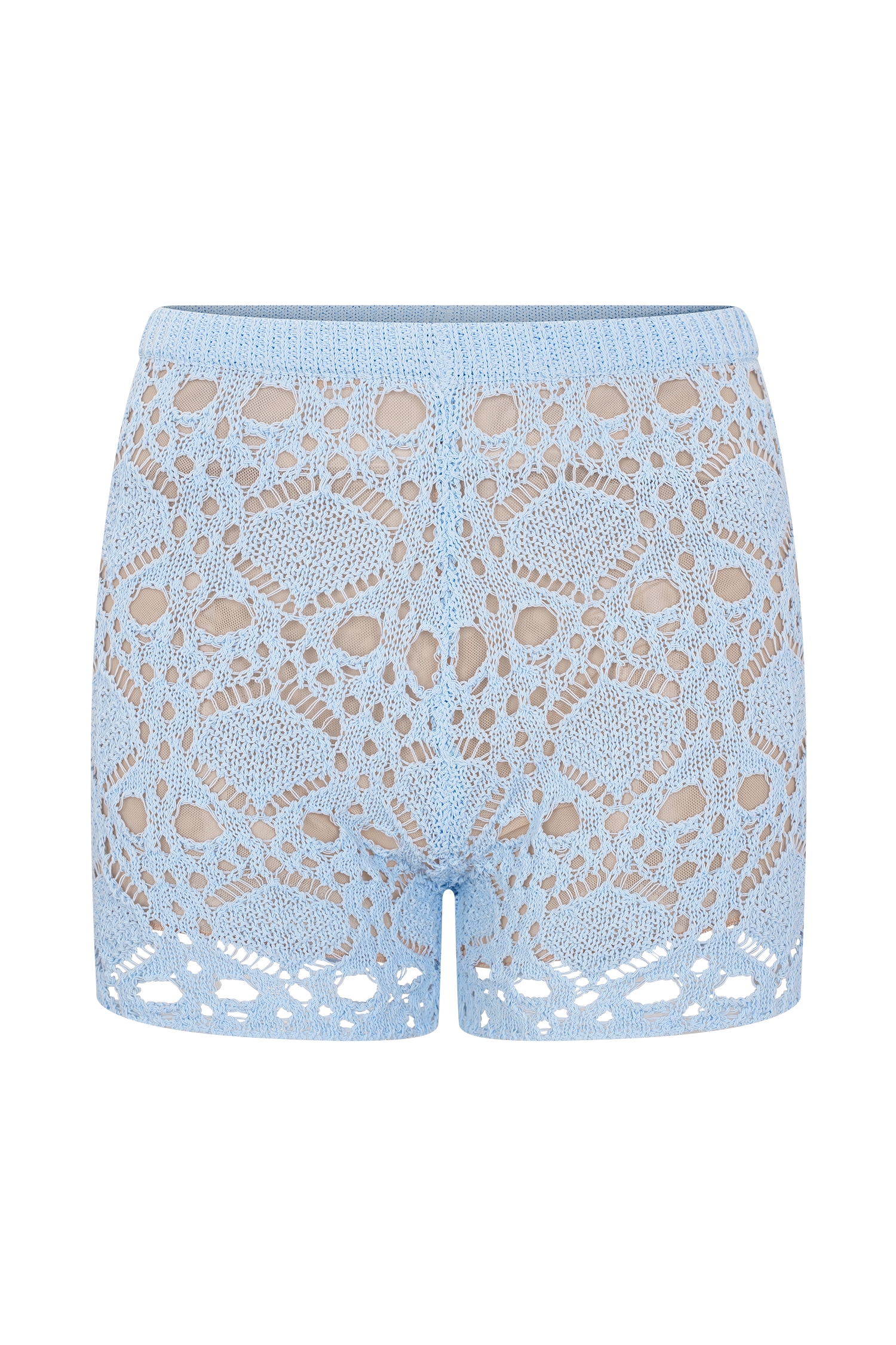 Aeline Crochet Knit Shorts - Sky Blue