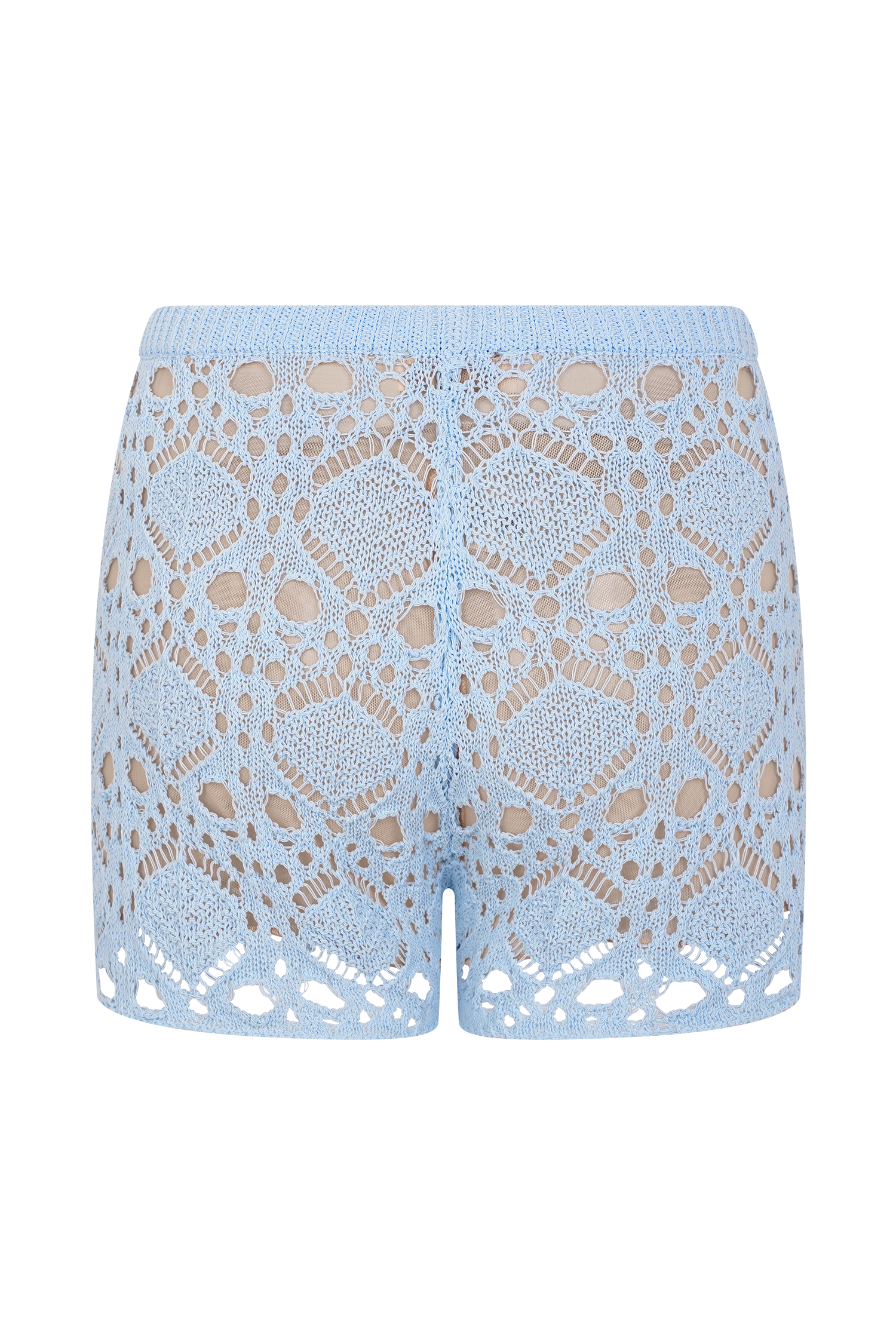 Aeline Crochet Knit Shorts - Sky Blue
