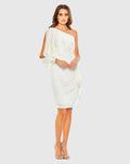 White Satin One Sleeve Cocktail Dress